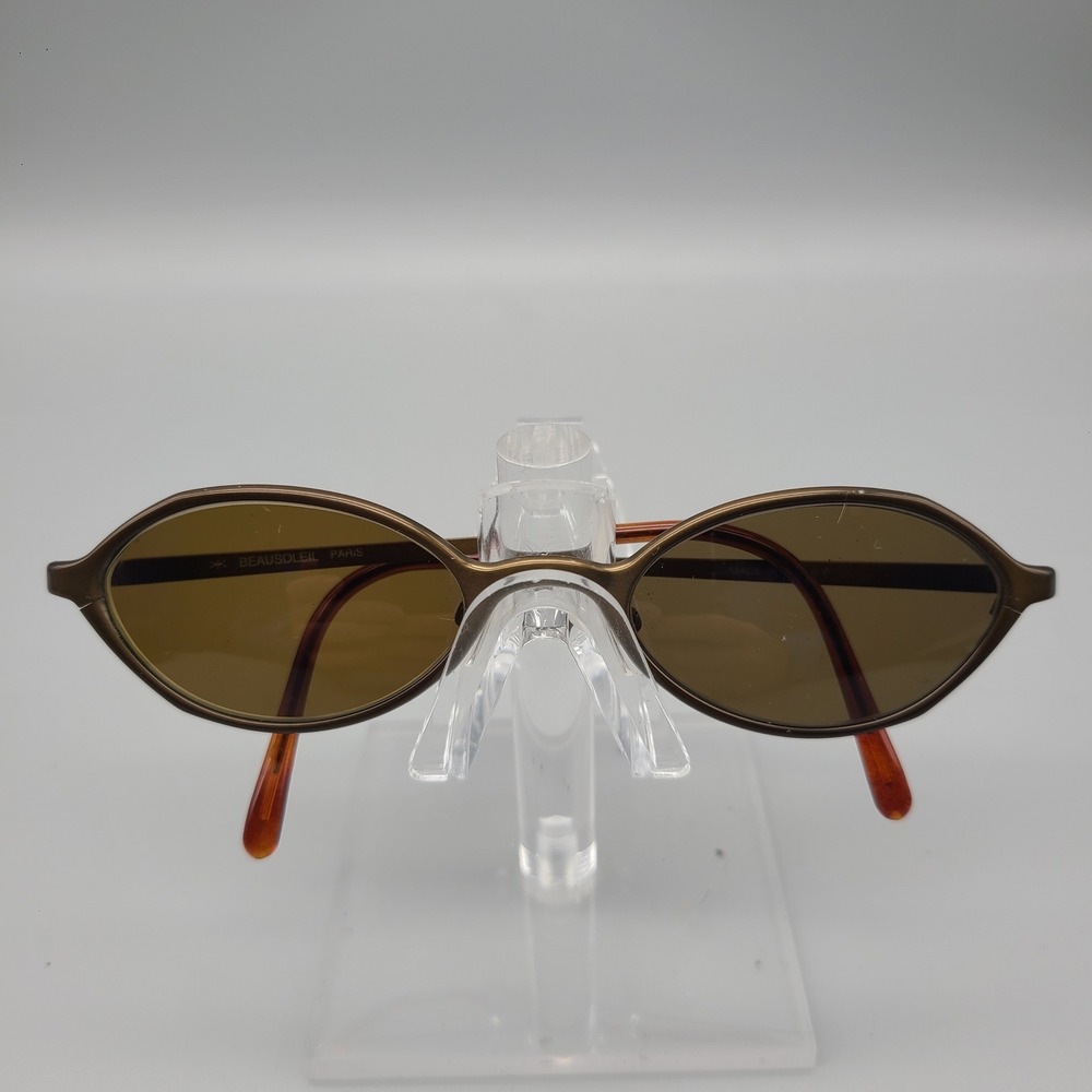 Beausoleil Paris Sunglasses Bronze Metal Oval Frame Brown Lens Made in France